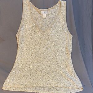 Ann Taylor LOFT Sparkling Cream and Gold knit Tank Top